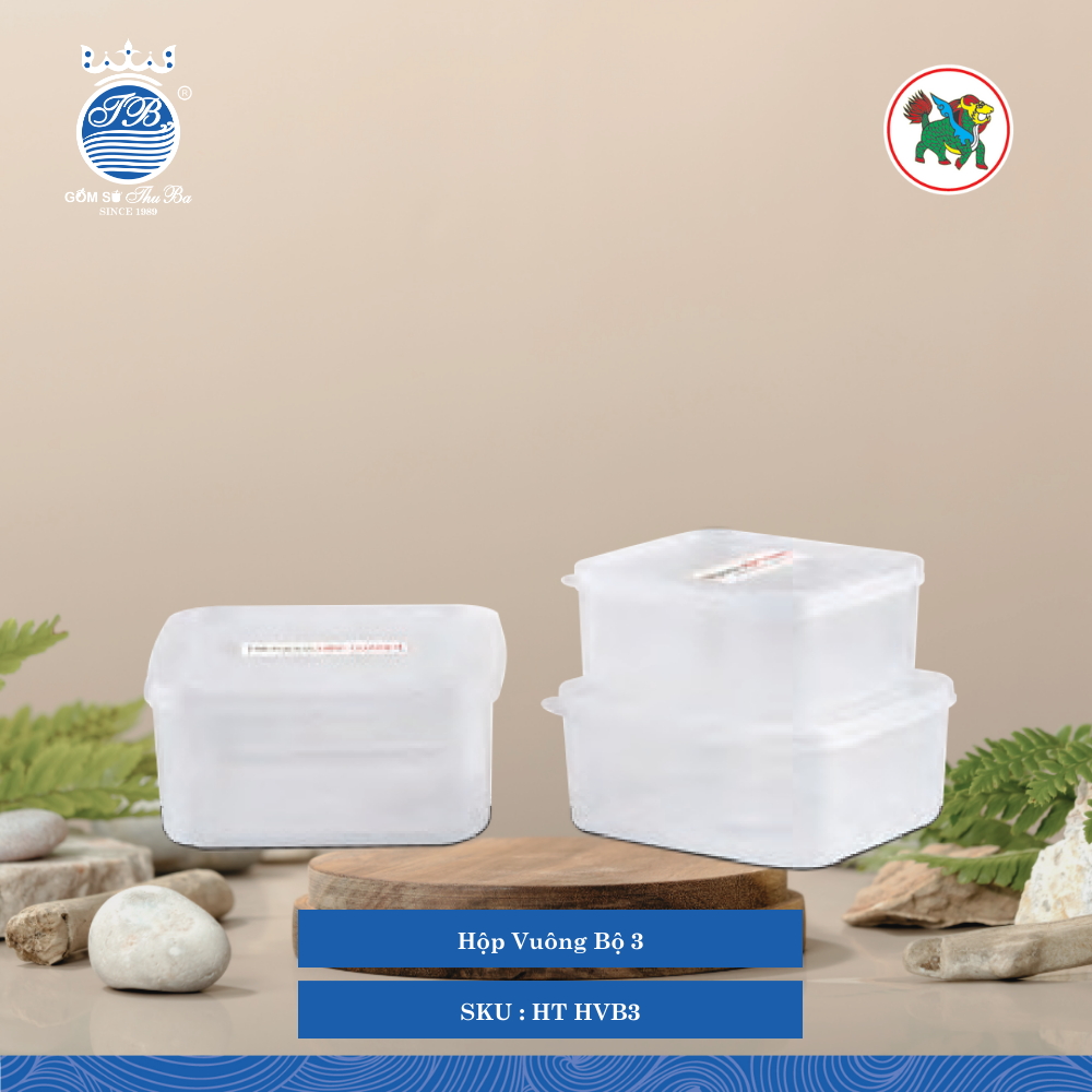 Hộp Vuông Bộ 3 Hiệp Thành Nhựa HT HVB3 (Giao Màu Ngẫu Nhiên)
