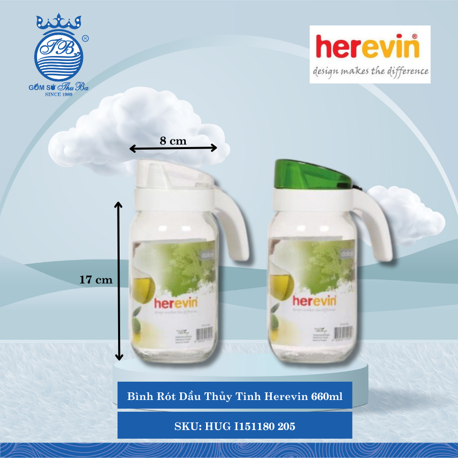 Bình Rót Dầu Nhiều Size (Giao Màu Ngẫu Nhiên) Herevin Thủy Tinh