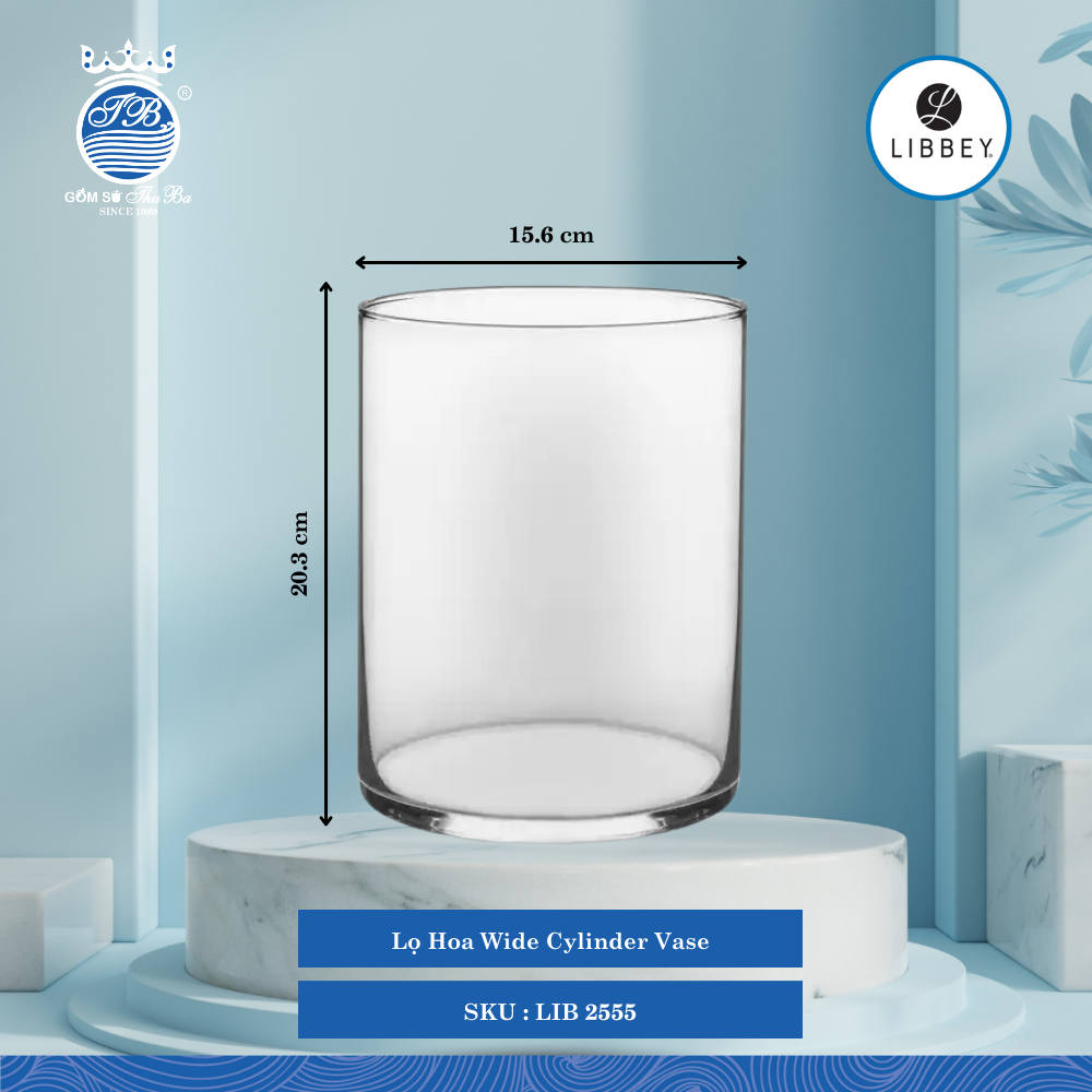 Lọ Hoa Vase Ø: 15.6cm Cao: 20.3cm 2 Cái/Thùng Libbey Thuỷ tinh US Flower Vase LIB 2555