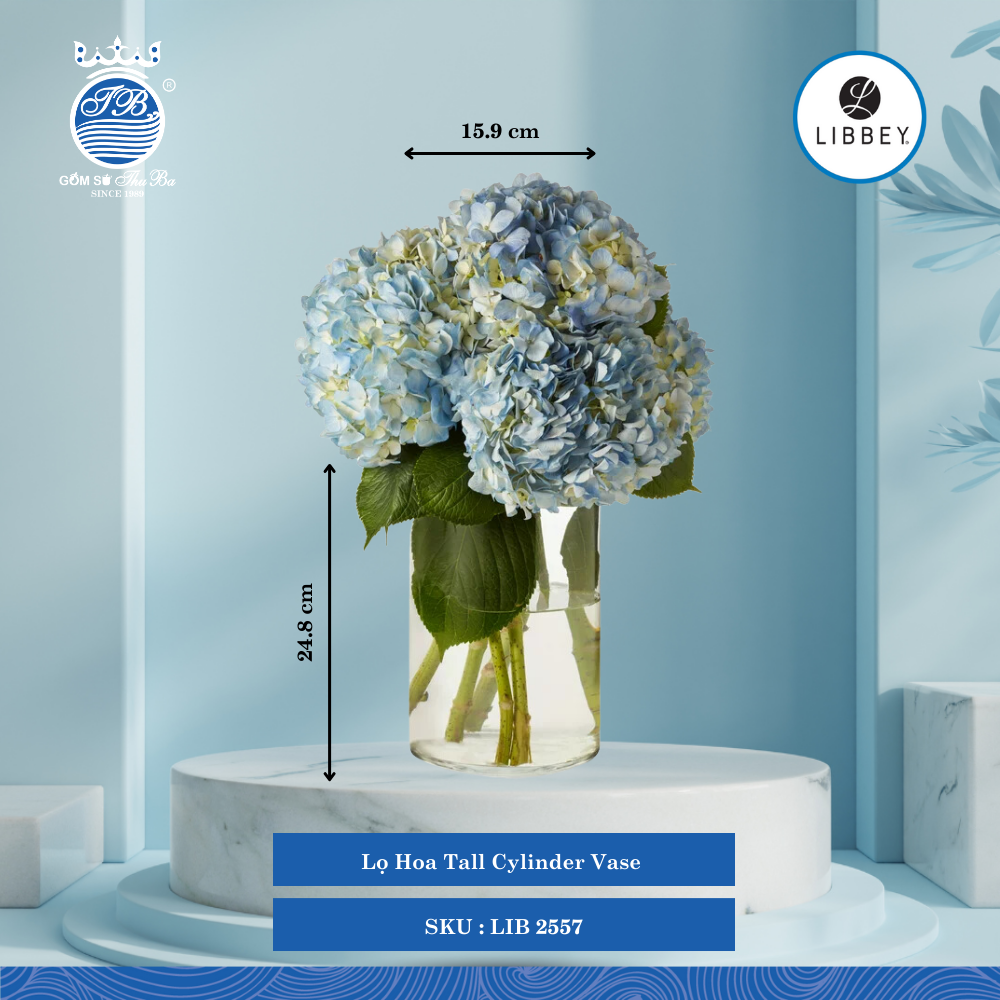 Lọ Hoa Vase Ø: 15.9cm Cao: 24.8cm 2 Cái/Thùng Libbey Thuỷ tinh US Flower Vase LIB 2557
