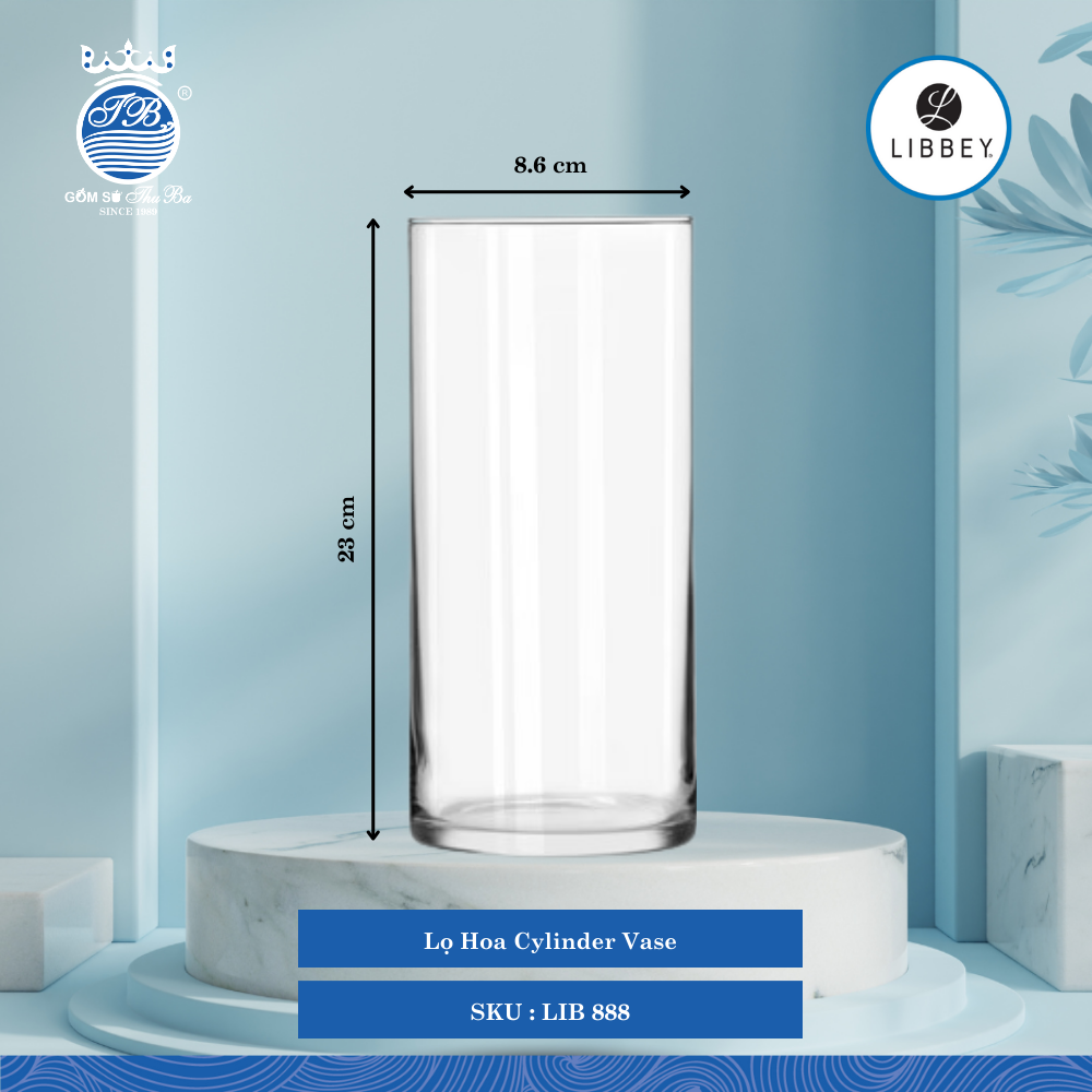 Bình Hoa Cylinder Vase Libbey Thủy Tinh (Nhiều Size)