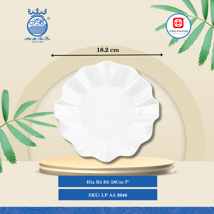 Dĩa Bô Đê Trắng (Nhiều Size) Long Phương Sứ