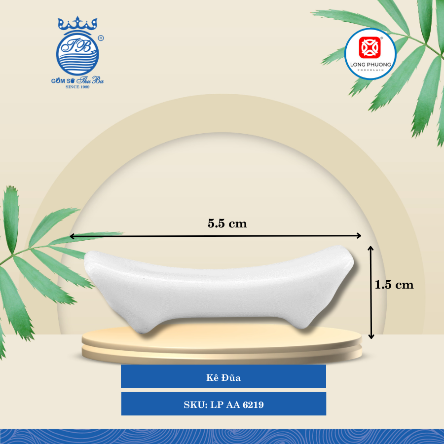 Kê Đũa Trắng Dài: 5.5cm Rộng: 1.7cm Cao: 1.5cm 1000 Cái/Thùng 500 Cái/Hộp Long Phương Sứ LP AA 6219