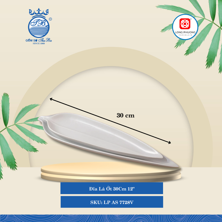 Dĩa Lá Ớt Trắng (Nhiều Size) Long Phương Sứ