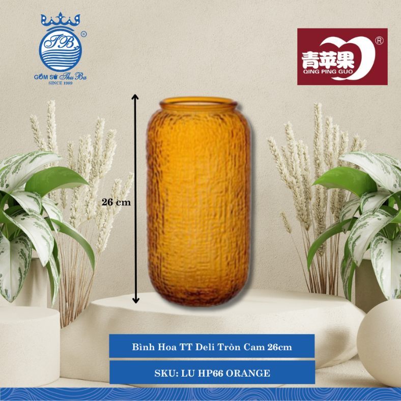 Bình Hoa Tròn 26cm (Nhiều Màu) DELI Thủy Tinh