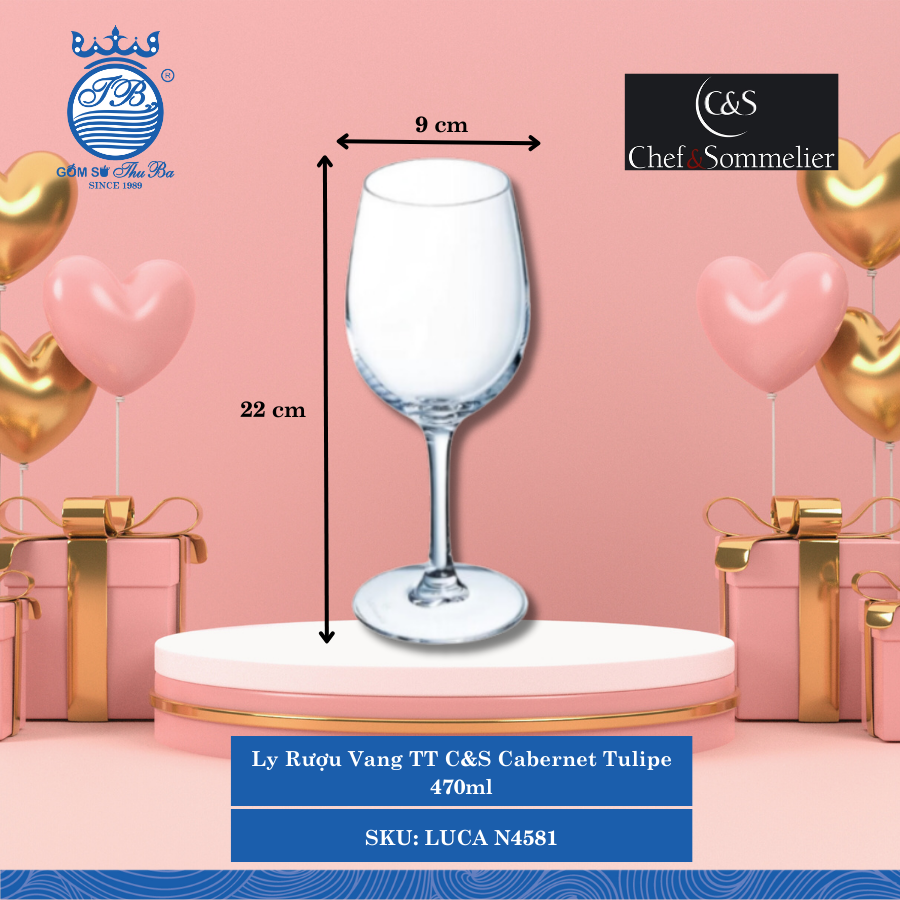 Ly Rượu Vang Cabernet Tulipe (Nhiều Size) Chef&Sommelier Thủy Tinh