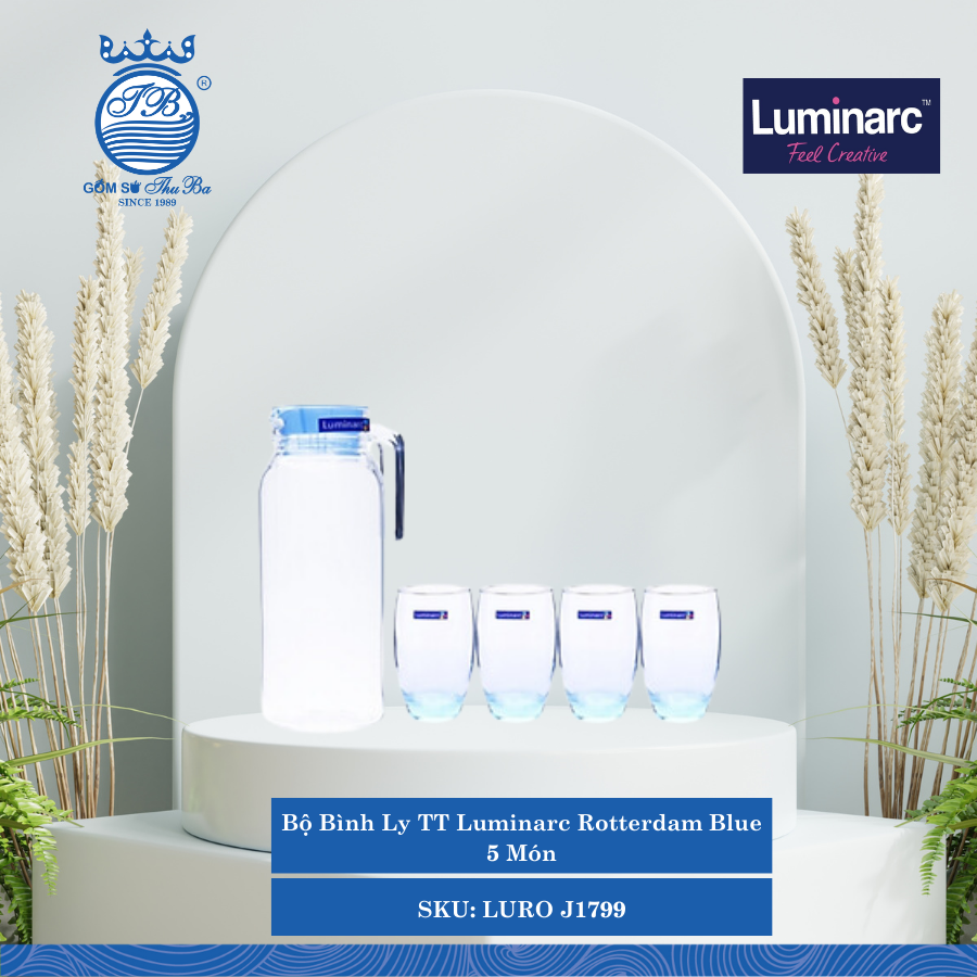Bộ Bình Ly TT Luminarc Rotterdam Blue 5 Món 6 Bộ/Thùng LURO J1799