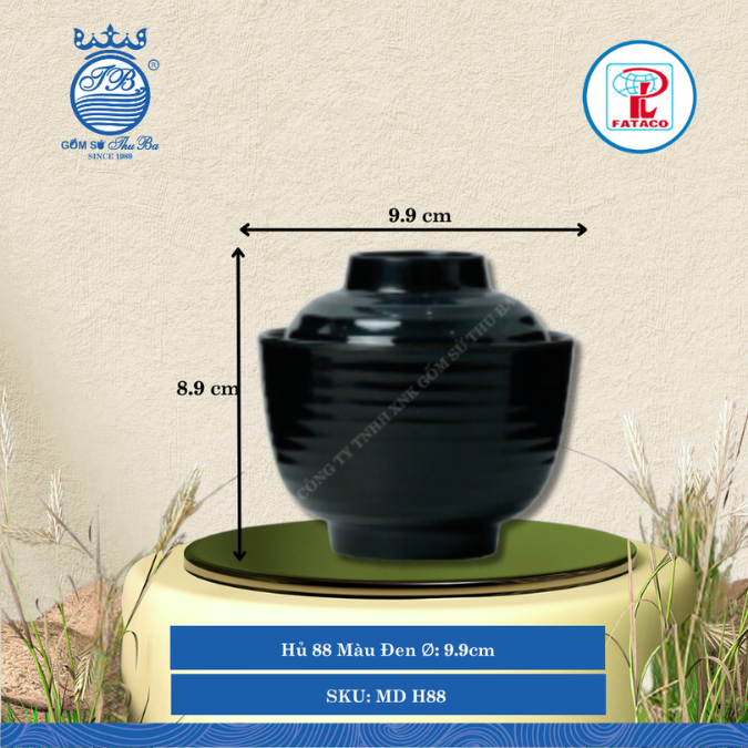Hủ 88 Màu Đen Ø: 9.9cm Cao: 8.9cm Fataco Nhựa MD H88