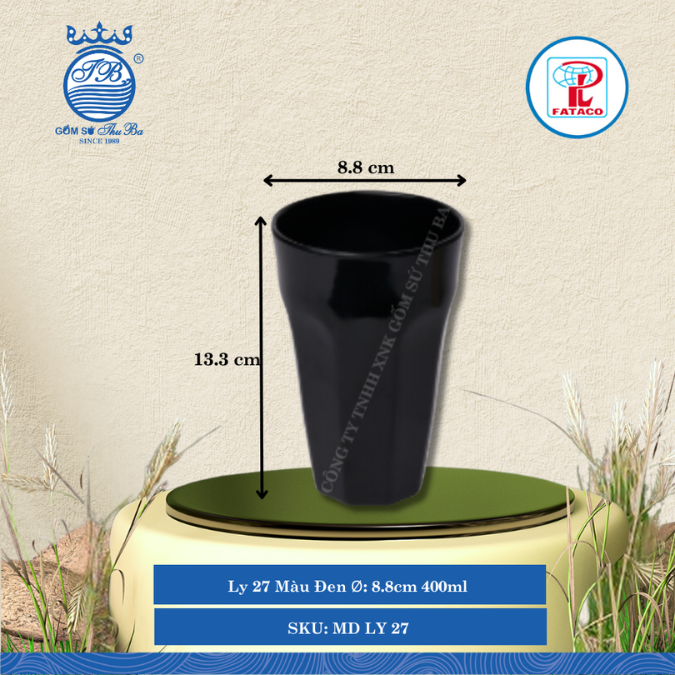 Ly 27 Màu Đen Ø: 8.8cm 400ml Cao: 13.3cm Fataco Nhựa MD LY 27