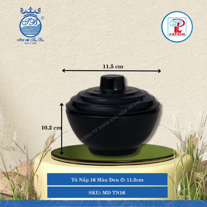 Tô Naép 16 Màu Đen Ø: 11.5cm Cao: 10.2cm Fataco Nhựa MD TN16