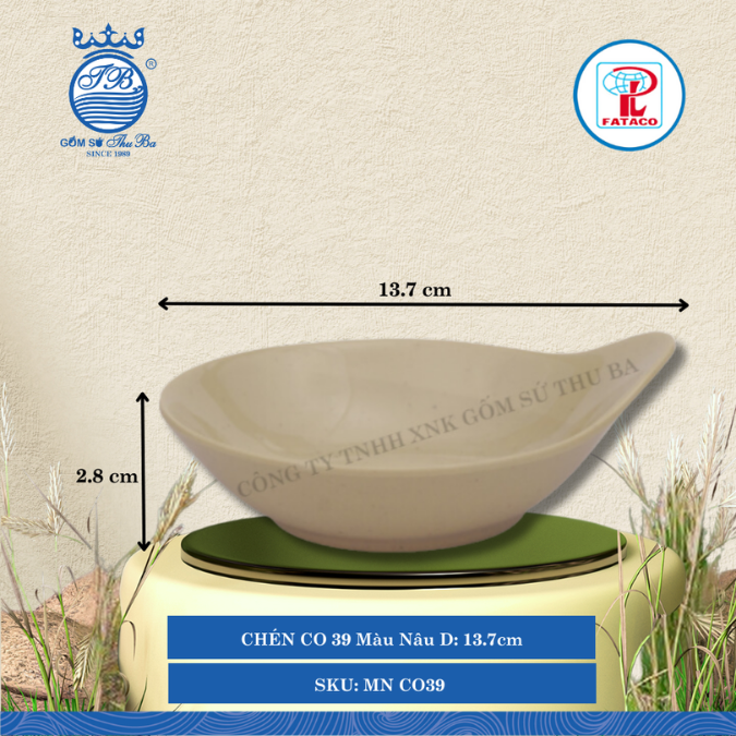 CHÉN CO 39 Màu Nâu Dài: 13.7cm Rộng: 11.8cm Cao: 2.8cm Fataco Nhựa MN CO39