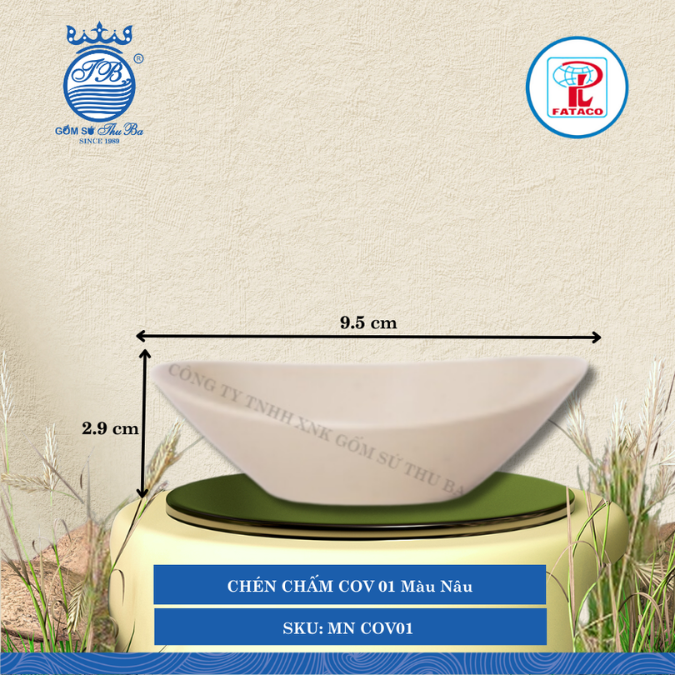 CHÉN CHẤM COV 01 Màu Nâu Dài: 9.5cm Rộng: 8.5cm Cao: 2.9cm Fataco Nhựa MN COV01