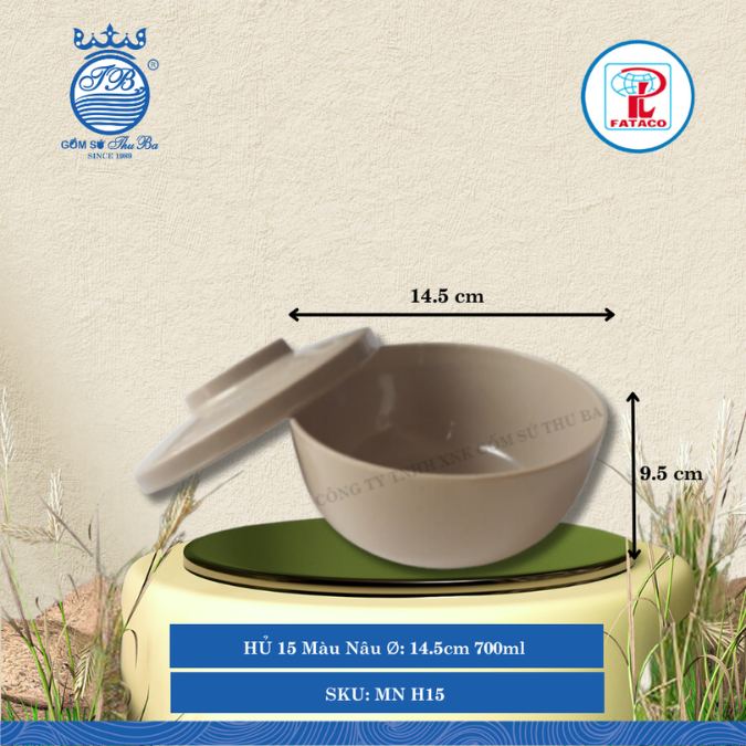 HỦ 15 Màu Nâu Ø: 14.5cm 700ml Cao: 9.5cm Fataco Nhựa MN H15