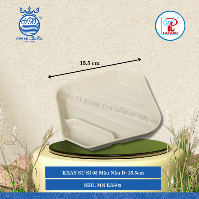 KHAY SU SI 03 Màu Nâu Dài: 15.5cm Rộng: 15.5cm Cao: 3cm Fataco Nhựa MN KSS03