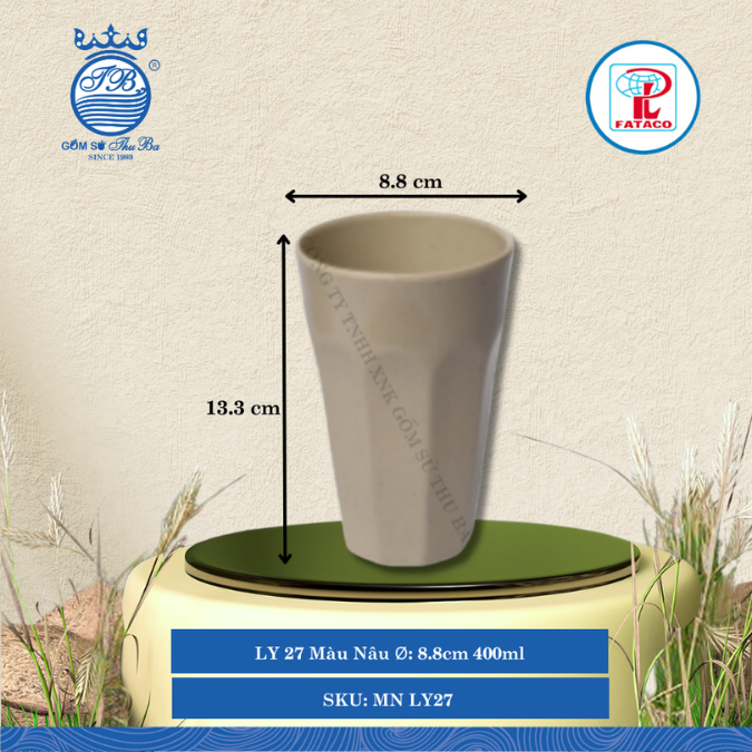 LY 27 Màu Nâu Ø: 8.8cm 400ml Cao: 13.3cm Fataco Nhựa MN LY27