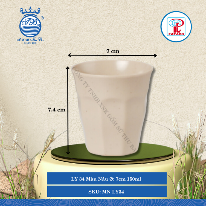 LY 34 Màu Nâu Ø: 7cm 150ml Cao: 7.4cm Fataco Nhựa MN LY34