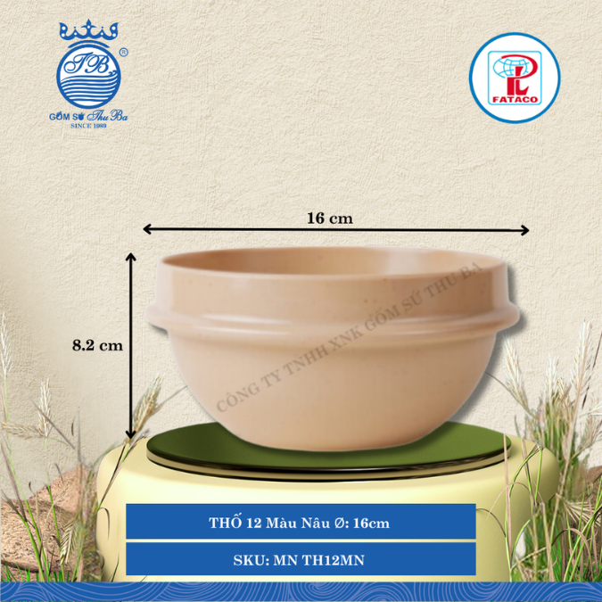 THỐ 12 Màu Nâu Ø: 16cm 1,200ml Cao: 8.2cm Fataco Nhựa MN TH12MN