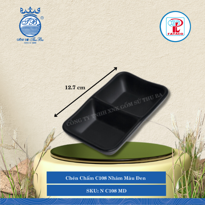 Chén Chấm C108 Nhám Màu Đen Dài: 12.7cm Rộng: 8.2cm Cao: 2.6cm Fataco Nhựa N C108 MD