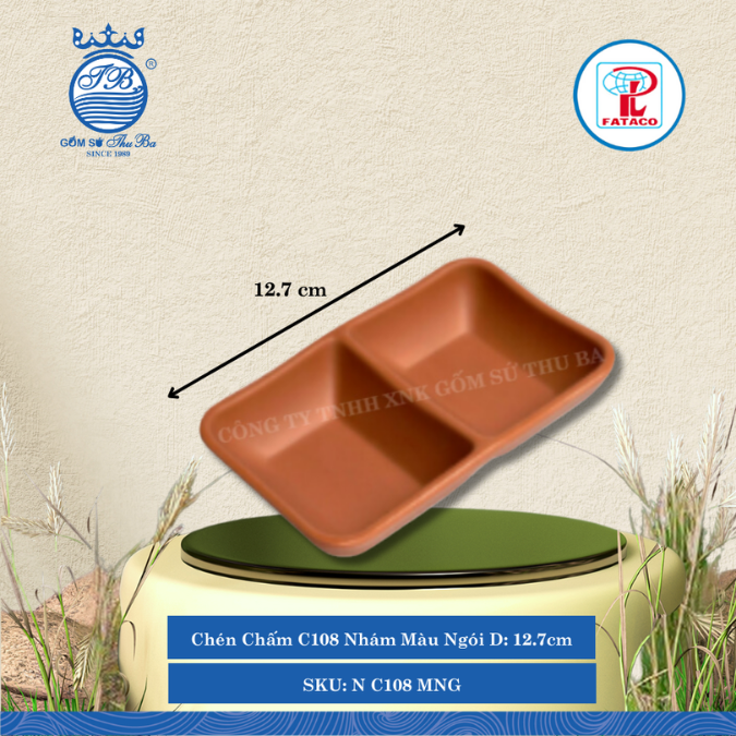 Chén Chấm C108 Nhám Màu Ngói Dài: 12.7cm Rộng: 8.2cm Cao: 2.6cm Fataco Nhựa N C108 MNG