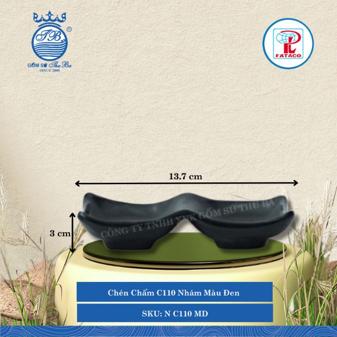 Chén Chấm C 110N, C 111N Nhám Màu Đen (Nhiều Size) Fataco Nhựa