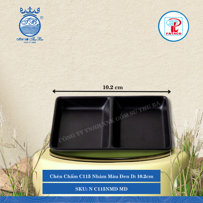 Chén Chấm C115 Nhám Màu Đen Dài: 10.2cm Rộng: 6.3cm Cao: 1.7cm Fataco Nhựa N C115NMD MD