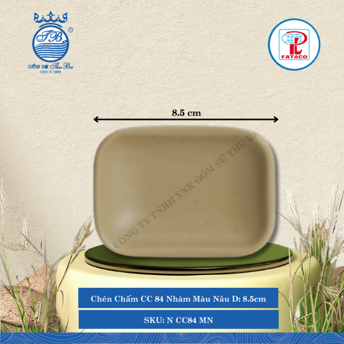 Chén Chấm CC 84 Nhám Màu Nâu Dài: 8.5cm Rộng: 6cm Cao: 1.7cm Fataco Nhựa N CC84 MN