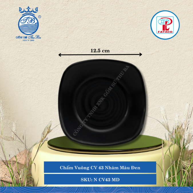 Chén Chấm Vuông CV 43N, CV 44N Nhám Màu Đen (Nhiều Size) Fataco Nhựa