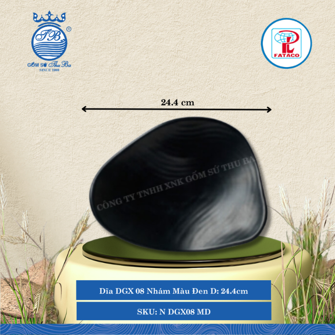 Dĩa DGX 08 Nhám Màu Đen Dài: 24.4cm Rộng: 19.1cm Cao: 6.3cm Fataco Nhựa N DGX08 MD