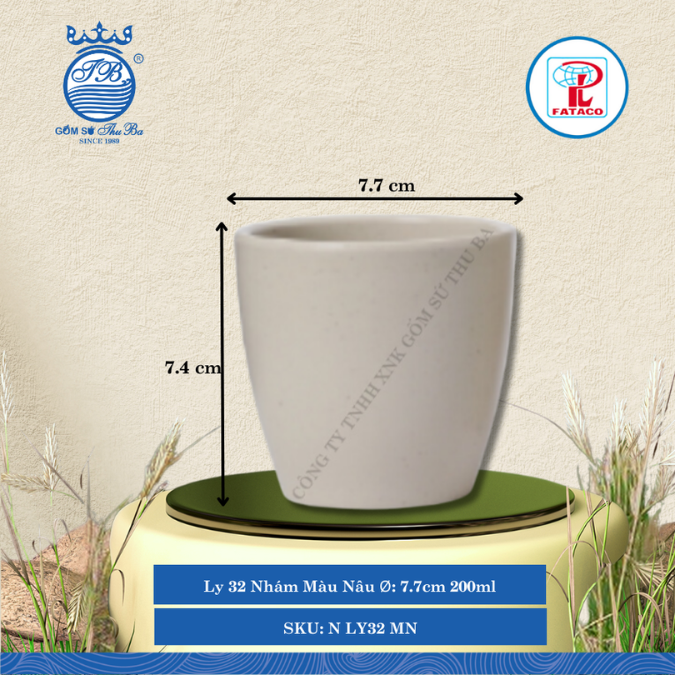 Ly 32 Nhám Màu Nâu Ø: 7.7cm 200ml Cao: 7.4cm Fataco Nhựa N LY32 MN