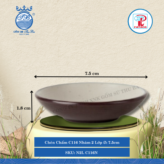 Chén Chấm C116 Nhám 2 Lớp Ø: 7.5cm Cao: 1.8cm Fataco Nhựa N2L C116N
