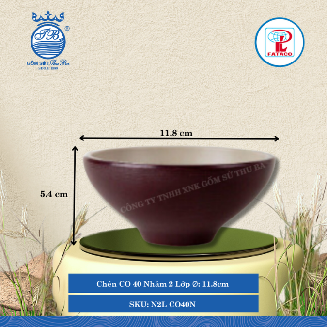 Chén CO 40 Nhám 2 Lớp Ø: 11.8cm Cao: 5.4cm Fataco Nhựa N2L CO40N