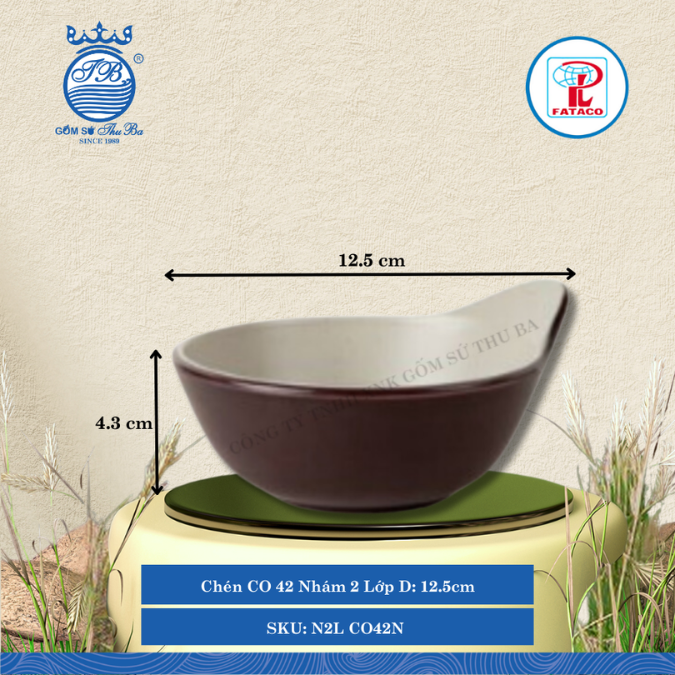 Chén CO 42 Nhám 2 Lớp Dài: 12.5cm Rộng: 11cm Cao: 4.3cm Fataco Nhựa N2L CO42N