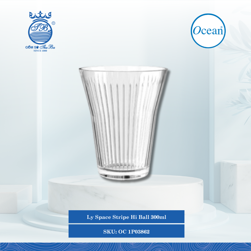 Ly Space Stripe Hi Ball, 300ml 300ml 48 Cái/Thùng 6 Cái/Hộp Ocean Thủy Tinh OC 1P03862