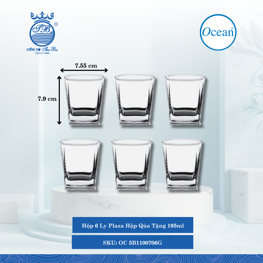 Hộp 6 Ly Plaza Hộp Qùa Tặng Ocean Thủy Tinh
