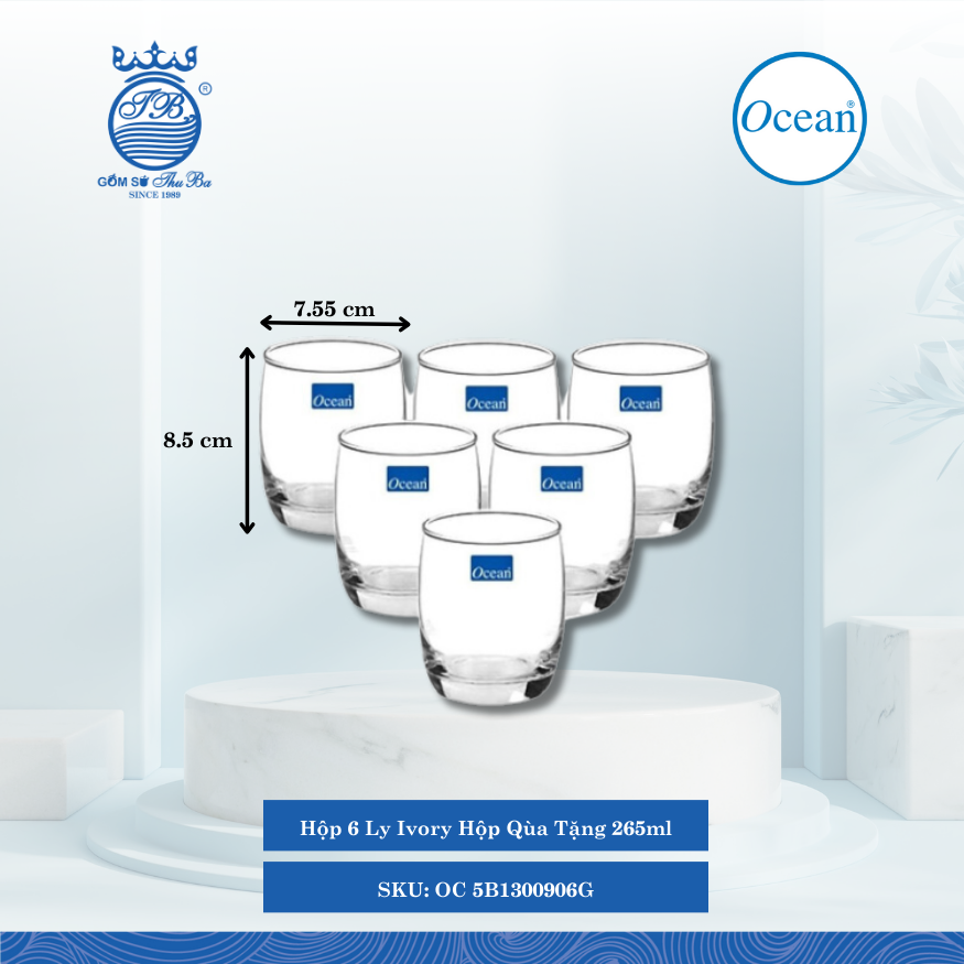 Hộp 6 Ly Ivory Hộp Qùa Tặng Ocean Thủy Tinh