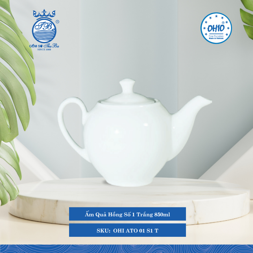 Ấm Quả Hồng A1 Trắng (Nhiều Sise) Ohio Sứ