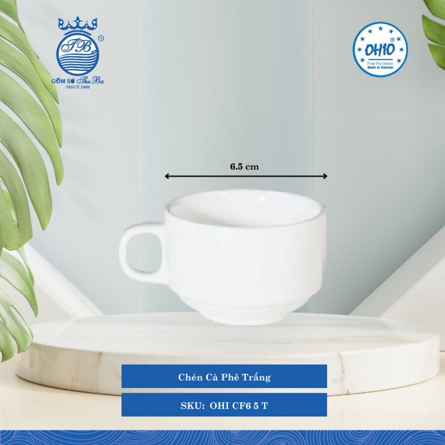 Chén Cafe A1 Trắng (Nhiều Size) Ohio Sứ