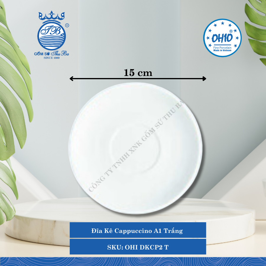 Đĩa Kê Cappuccino A1 Trắng (Nhiều Size) Ohio Sứ
