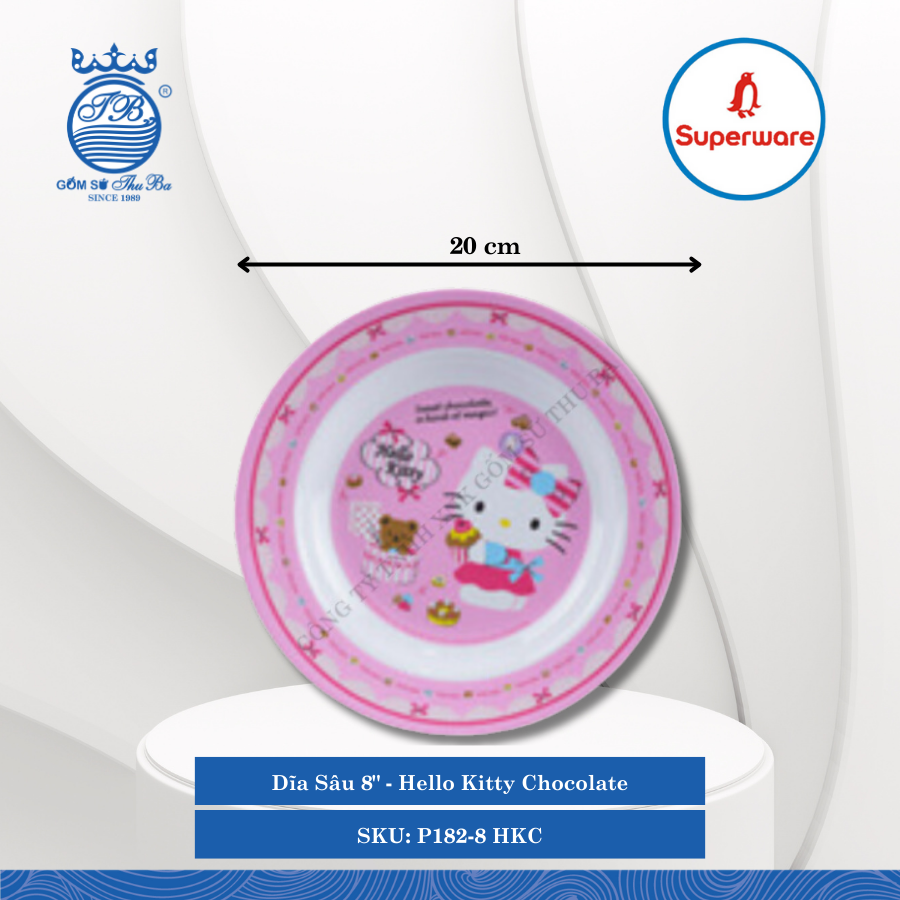 Dĩa Sâu Hello Kitty Chocolate (Nhiều Size) Superware Nhựa