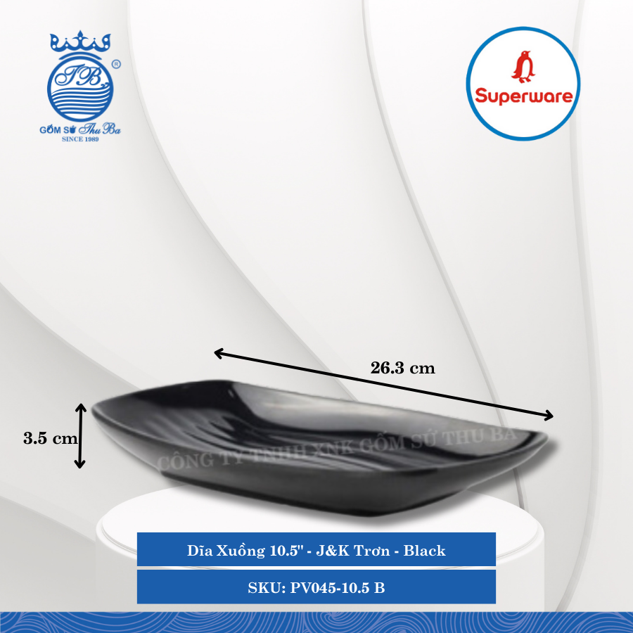 Dĩa Xuồng J&K Trơn Black (Nhiều Size) Superware Nhựa