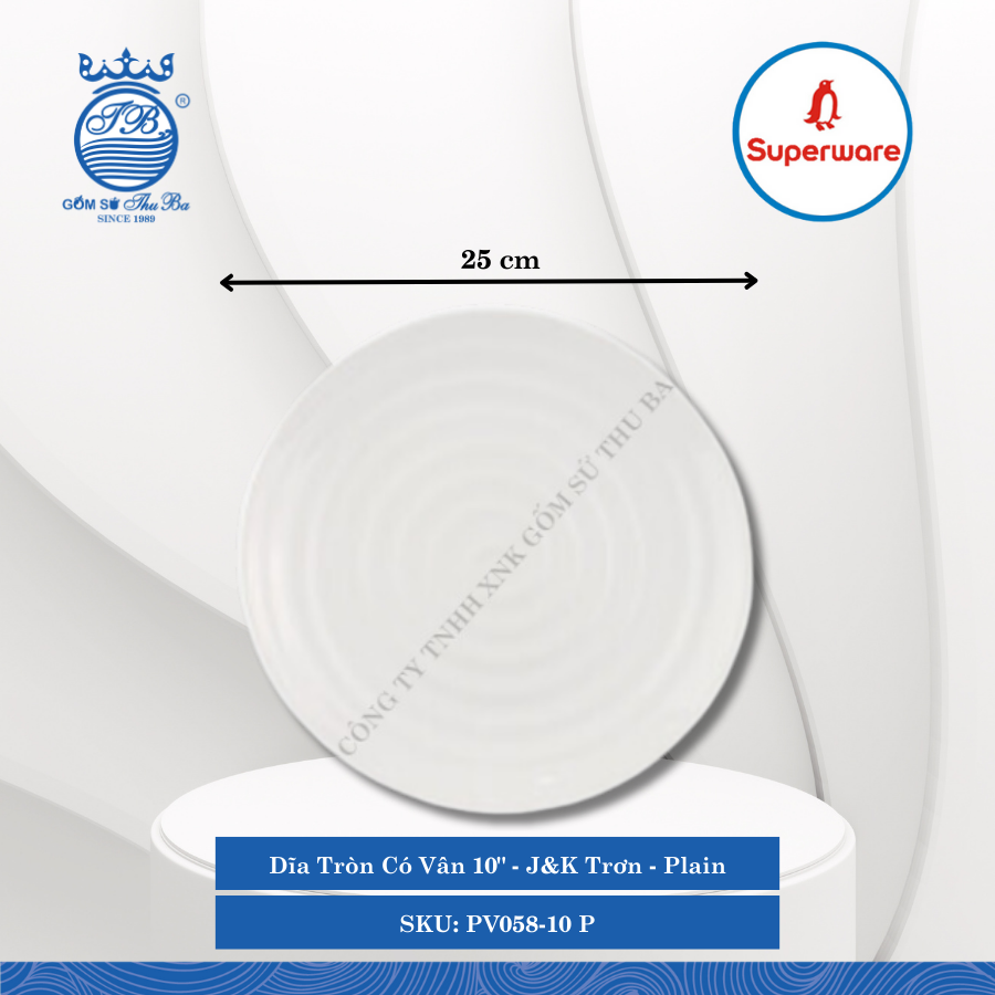 Dĩa Tròn Có Vân J&K Trơn Plain (Nhiều Size) Superware Nhựa