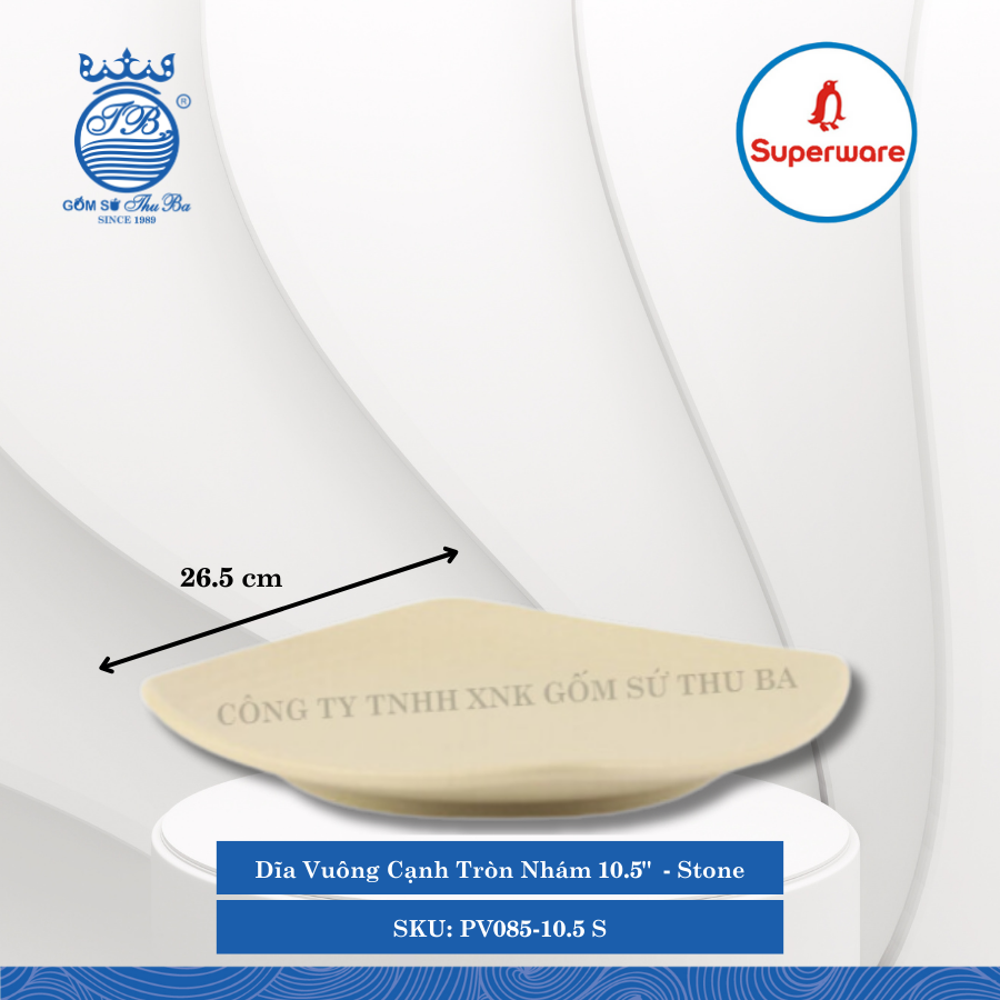 Dĩa Vuông Cạnh Tròn J&K Nhám Stone (Nhiều Size) Superware Nhựa