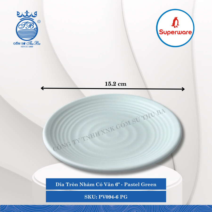 Dĩa Tròn Nhám Có Vân J&K Nhám Pastel Green (Nhiều Size) Superware Nhựa