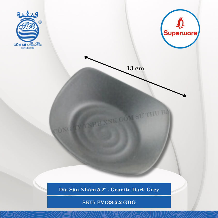 Dĩa Sâu Nhám J&K Nhám Granite Dark Grey (Nhiều Size) Superware Nhựa
