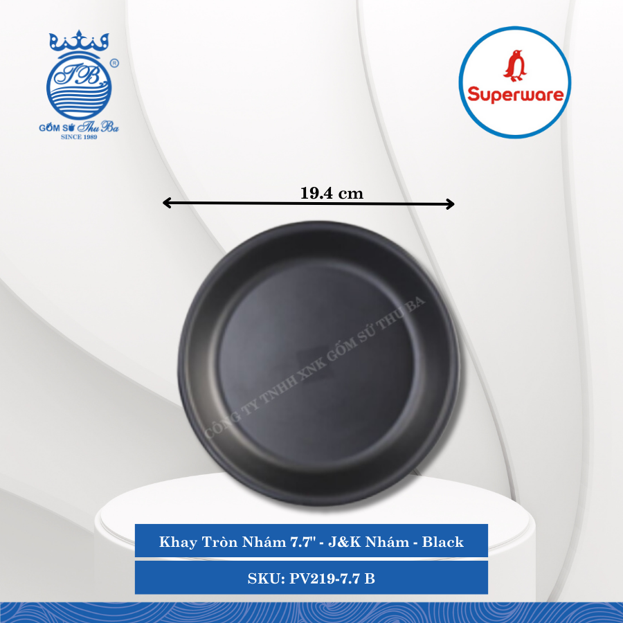 Khay Tròn Nhám J&K Nhám Black (Nhiều Size) Superware Nhựa