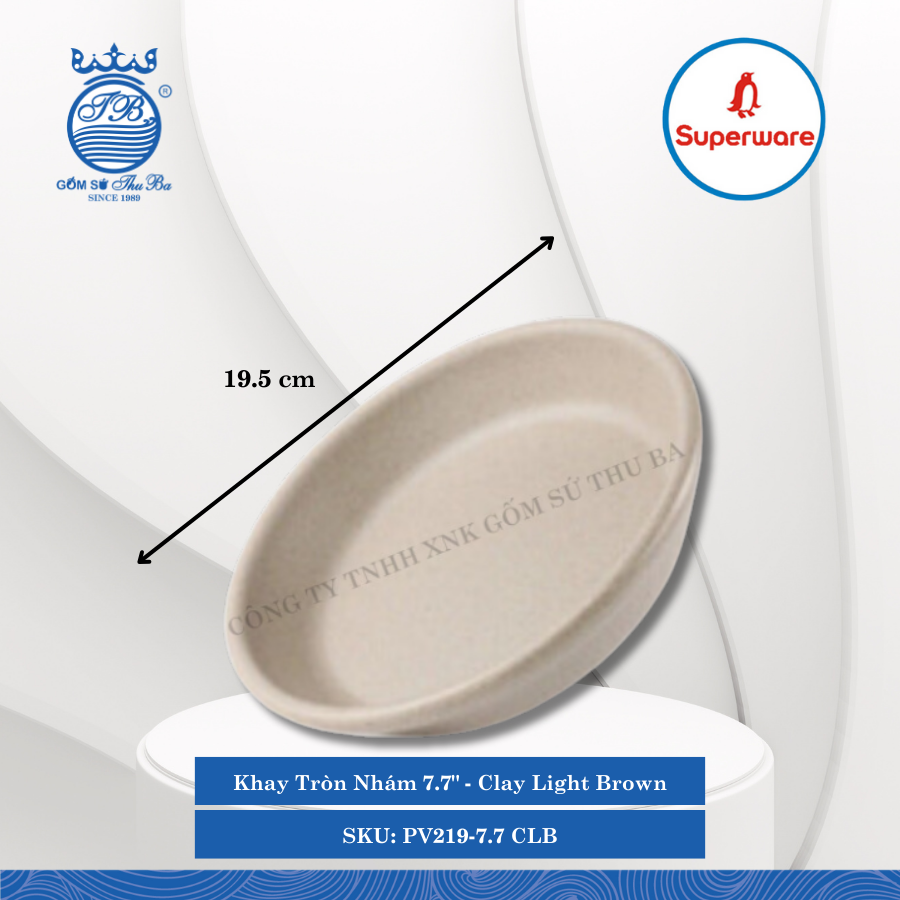 Khay Tròn Nhám J&K Nhám Clay Light Brown (Nhiều Size) Superware Nhựa