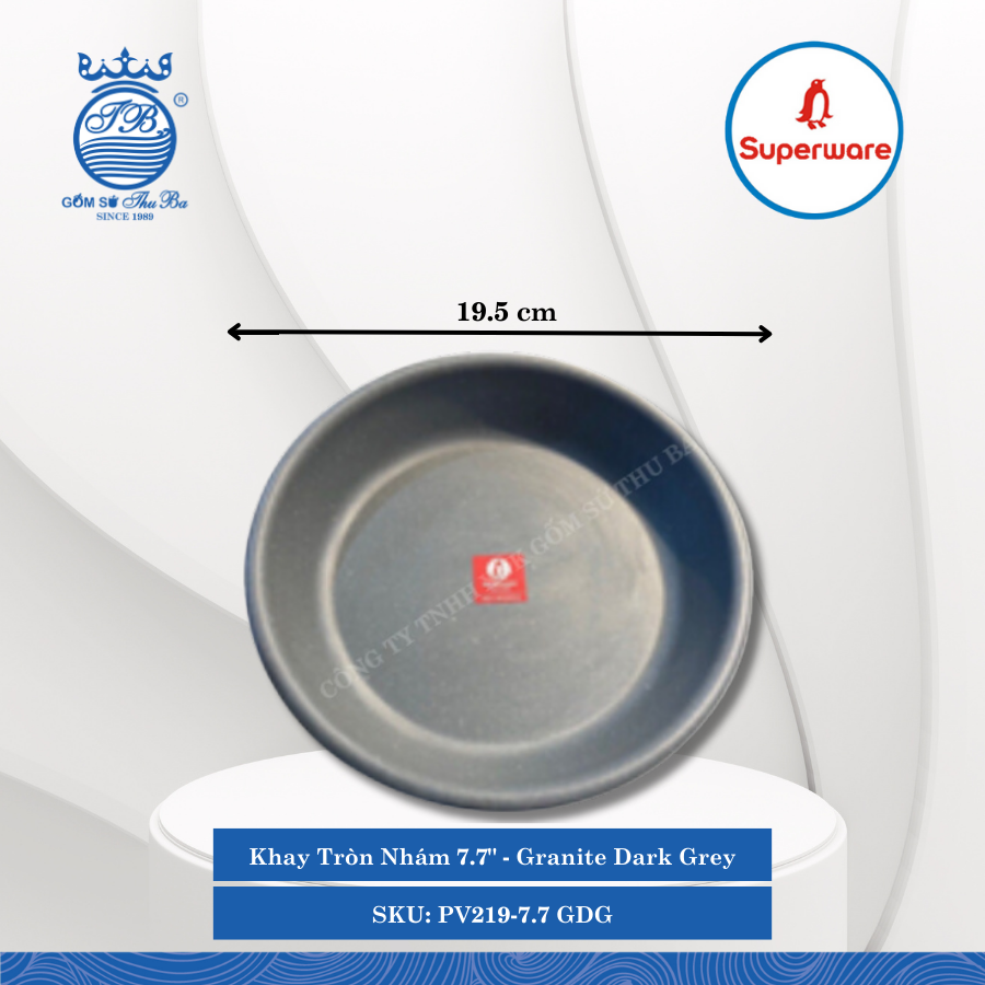Khay Tròn Nhám J&K Nhám Granite Dark Grey Superware Nhựa