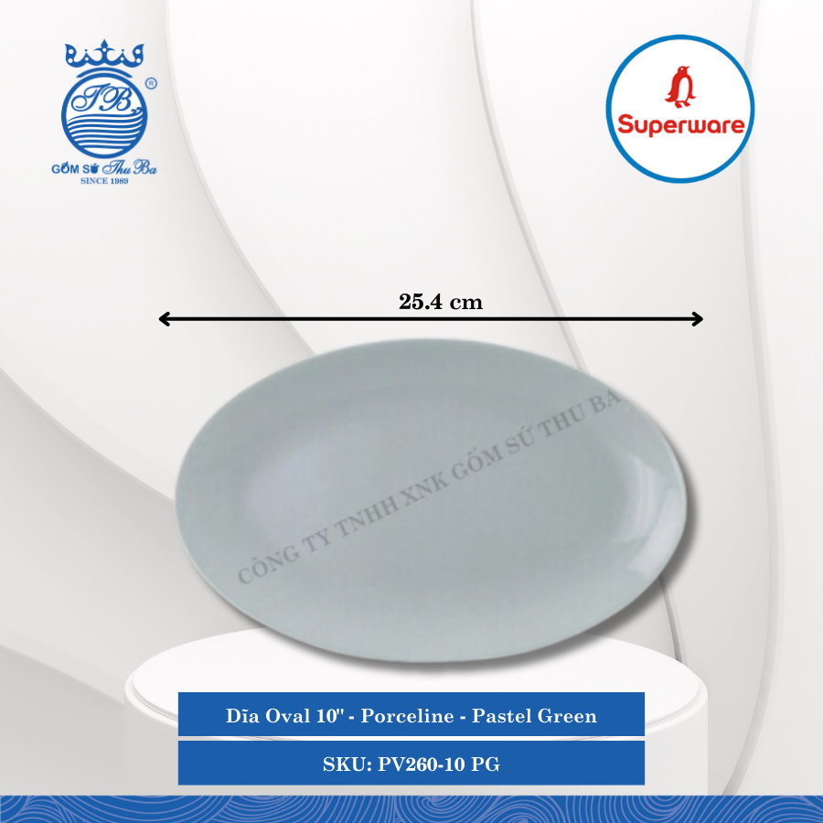 Dĩa Oval Porceline Pastel Green (Nhiều Size) Superware Nhựa