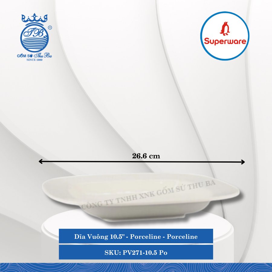 Dĩa Vuông Porceline Porceline (Nhiều Size) Superware Nhựa