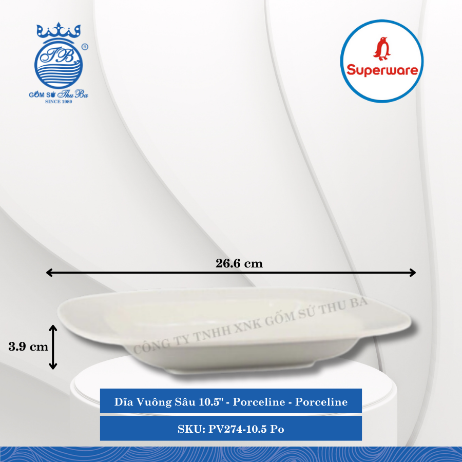 Dĩa Vuông Sâu Porceline Porceline (Nhiều Size) Superware Nhựa